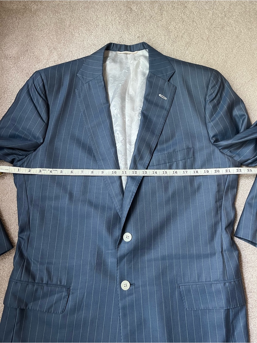 Holland & Sherry Savile Row London Blazer Jacket navy pinstripe 43 - Picture 2 of 12